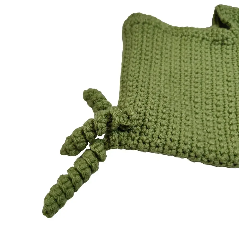Handmade Newborn Baby Photoshoot Prop Green Knit Peapod